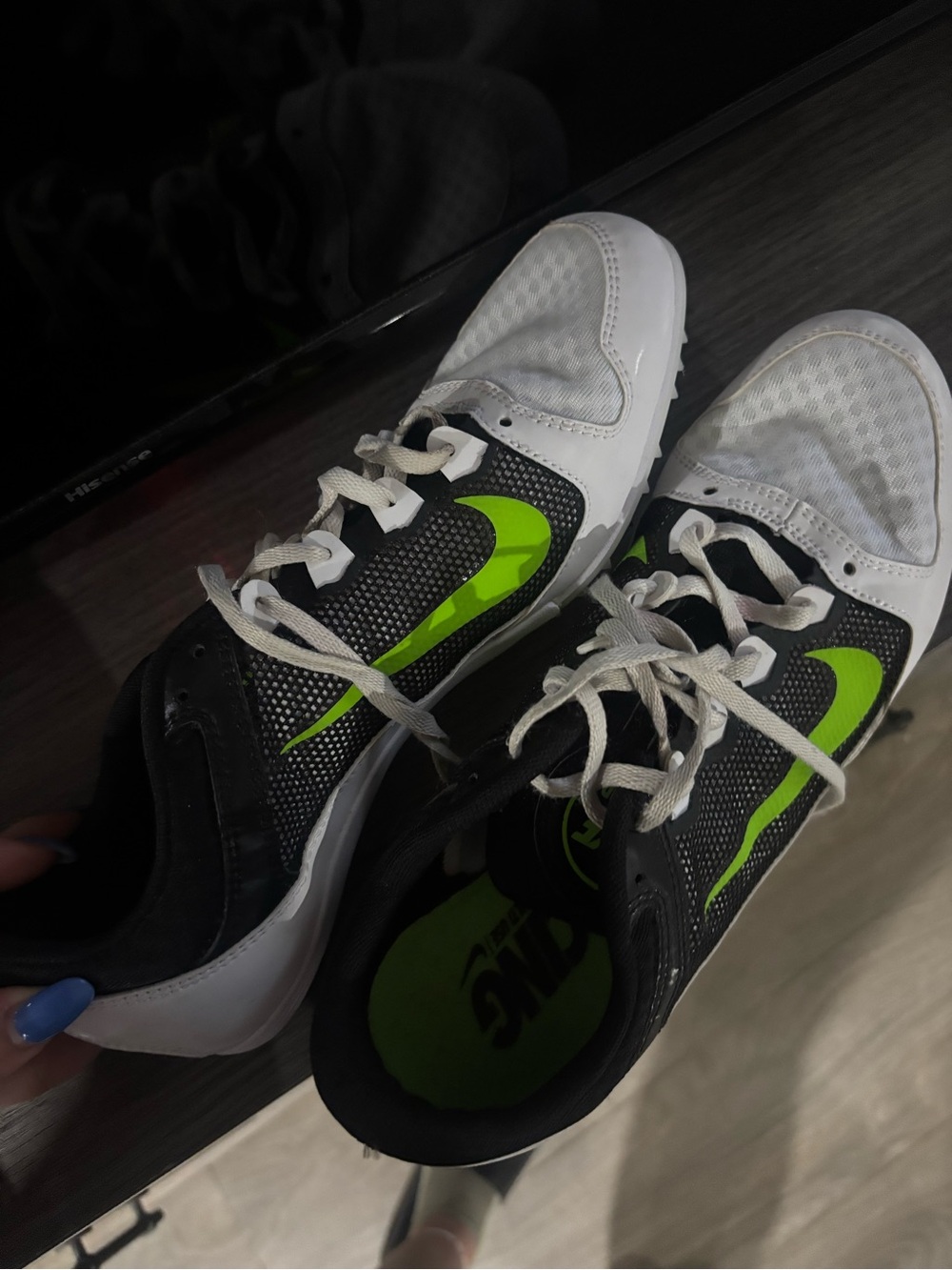 Nike White Black Neon Green track shoes